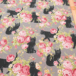 C/L Canvas Print Fabric - Cat Flower - nomura tailor