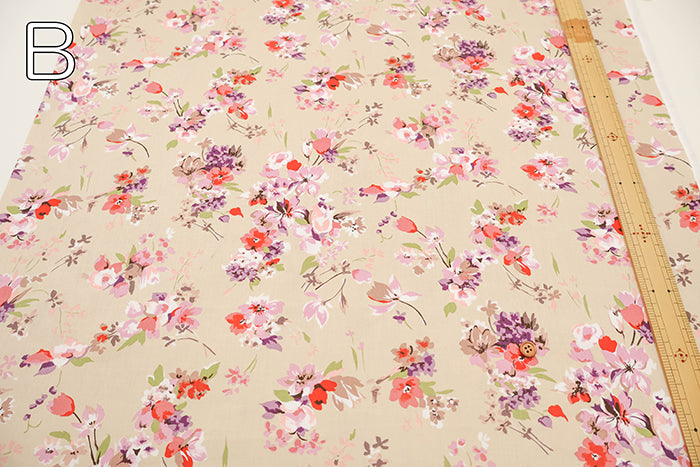 Silues Cotton Satin Printed Fabric - Flower - nomura tailor