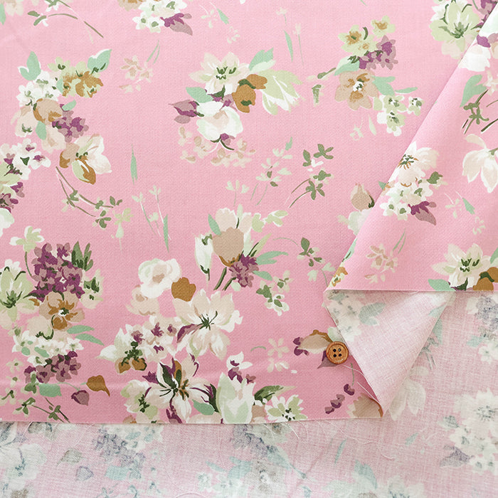 Silues Cotton Satin Printed Fabric - Flower - nomura tailor