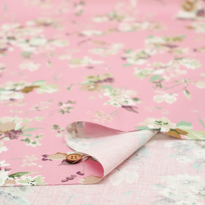 Silues Cotton Satin Printed Fabric - Flower - nomura tailor