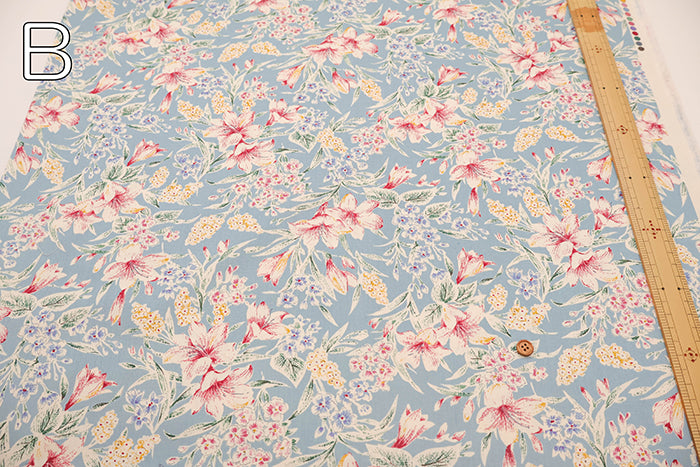 Silues Cotton Satin Printed Fabric - Botanical Flower - nomura tailor