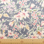 Silues Cotton Satin Printed Fabric - Botanical Flower - nomura tailor