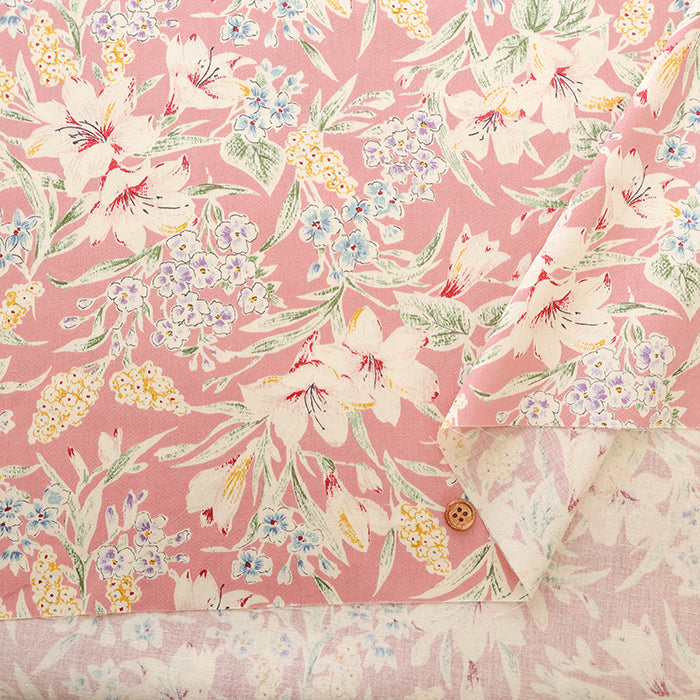 Silues Cotton Satin Printed Fabric - Botanical Flower - nomura tailor