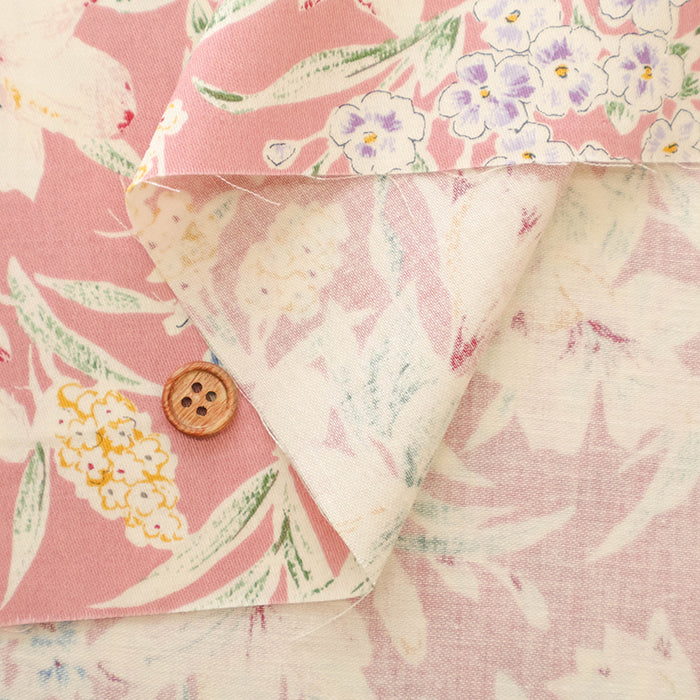 Silues Cotton Satin Printed Fabric - Botanical Flower - nomura tailor