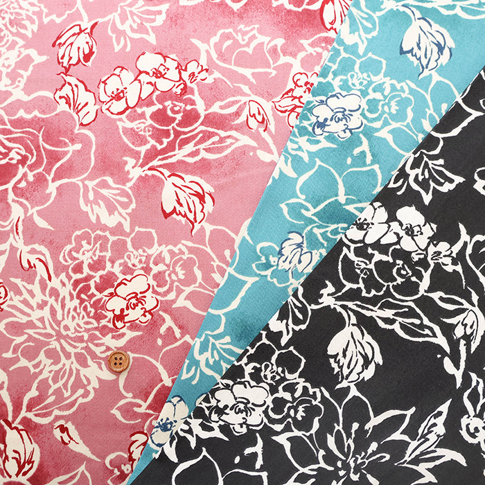 Silues Cotton Satin Printed Fabric - Elegant Flower - nomura tailor