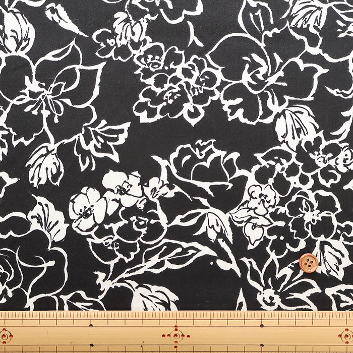 Silues Cotton Satin Printed Fabric - Elegant Flower - nomura tailor