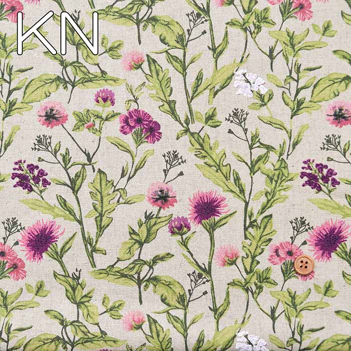 W width half linen printed fabric Flower - nomura tailor