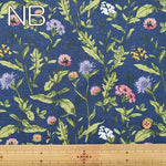 W width half linen printed fabric Flower - nomura tailor