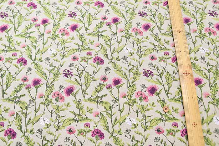 W width half linen printed fabric Flower - nomura tailor