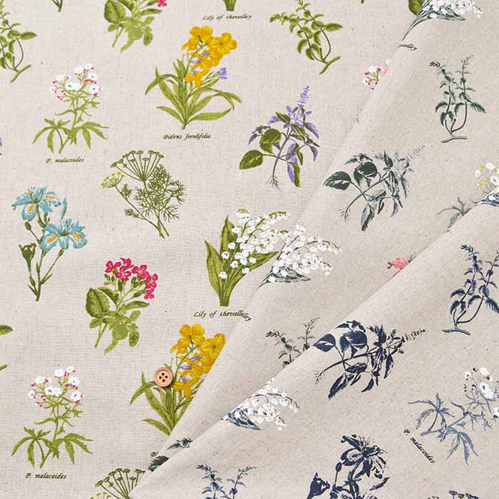 W W width Half Linen Printed Fabric Flower - nomura tailor