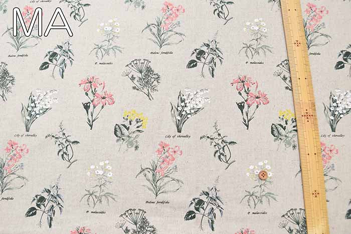 W W width Half Linen Printed Fabric Flower - nomura tailor