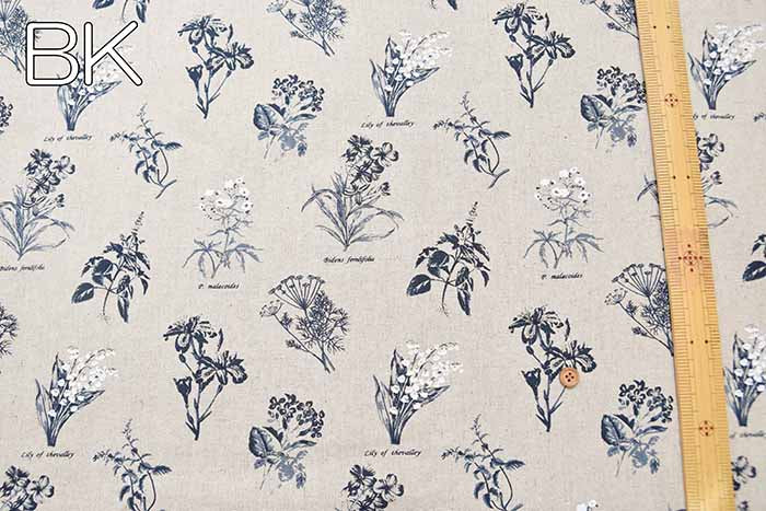 W W width Half Linen Printed Fabric Flower - nomura tailor