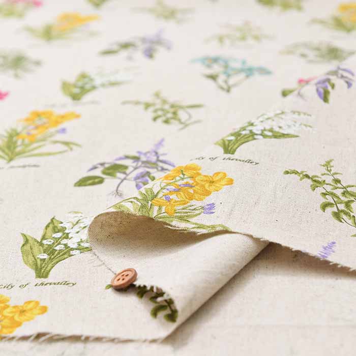 W W width Half Linen Printed Fabric Flower - nomura tailor