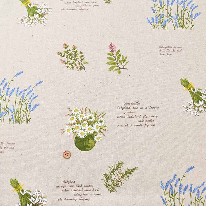 W width half linen printed fabric Flower - nomura tailor