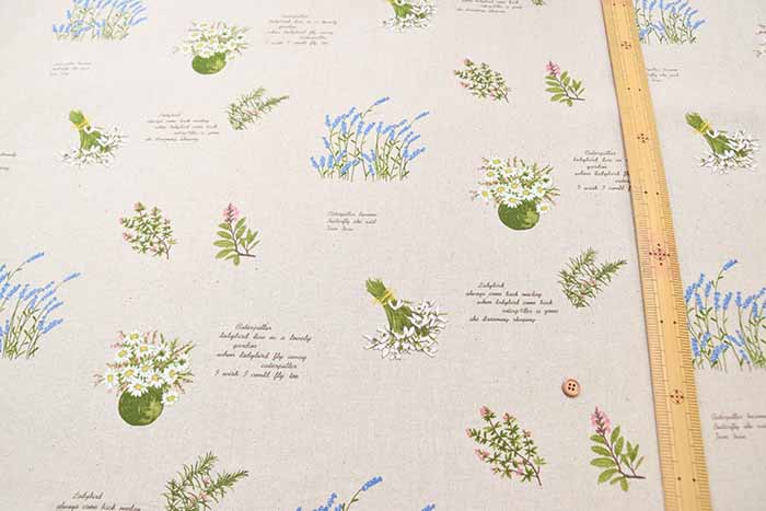 W width half linen printed fabric Flower - nomura tailor