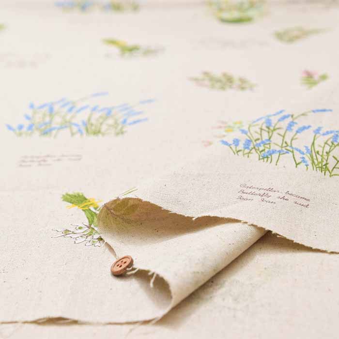 W width half linen printed fabric Flower - nomura tailor