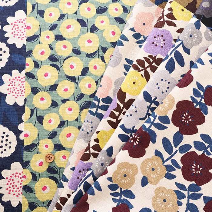 <Patterned Cut> Cotton Baniran Print Fabric Miori Collection - Flower Patchwork (1 Pattern: Approx. 110cm × 60cm) - nomura tailor