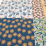 <Patterned Cut> Cotton Baniran Print Fabric Miori Collection - Flower Patchwork (1 Pattern: Approx. 110cm × 60cm) - nomura tailor