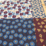<Patterned Cut> Cotton Baniran Print Fabric Miori Collection - Flower Patchwork (1 Pattern: Approx. 110cm × 60cm) - nomura tailor