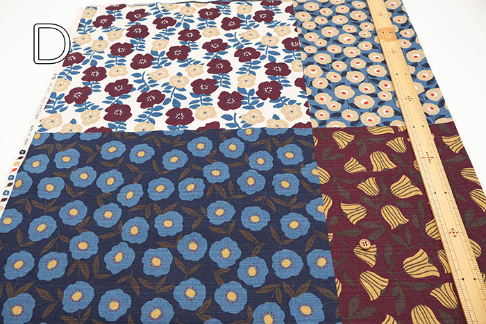 <Patterned Cut> Cotton Baniran Print Fabric Miori Collection - Flower Patchwork (1 Pattern: Approx. 110cm × 60cm) - nomura tailor
