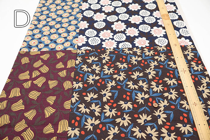 <Patterned Cut> Cotton Baniran Print Fabric Miori Collection - Flower Patchwork (1 Pattern: Approx. 110cm × 60cm) - nomura tailor