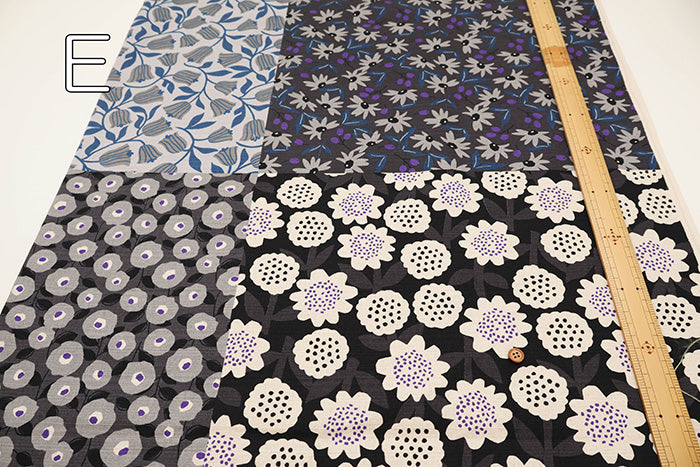 <Patterned Cut> Cotton Baniran Print Fabric Miori Collection - Flower Patchwork (1 Pattern: Approx. 110cm × 60cm) - nomura tailor