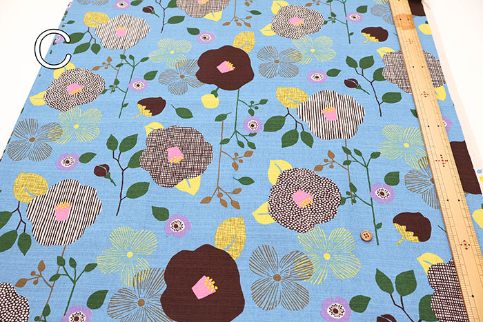 <Patterned Cut> Cotton Baniran Print Fabric Miori Collection - Modern Flower - nomura tailor