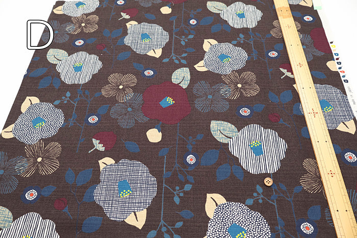 <Patterned Cut> Cotton Baniran Print Fabric Miori Collection - Modern Flower - nomura tailor