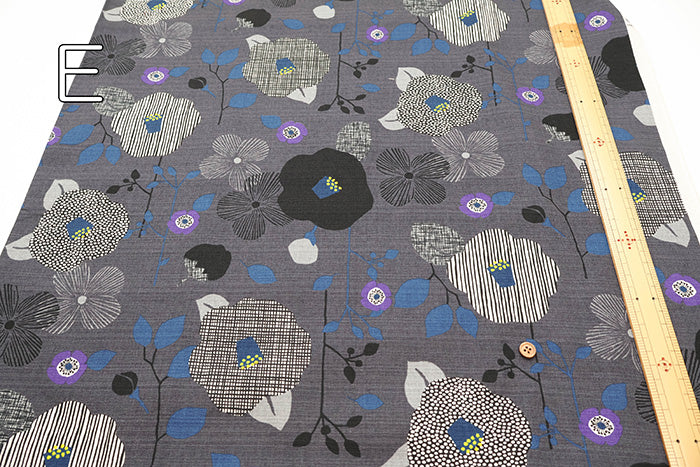 <Patterned Cut> Cotton Baniran Print Fabric Miori Collection - Modern Flower - nomura tailor