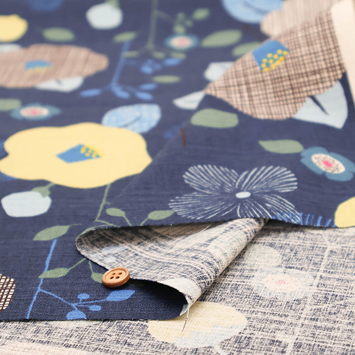 <Patterned Cut> Cotton Baniran Print Fabric Miori Collection - Modern Flower - nomura tailor