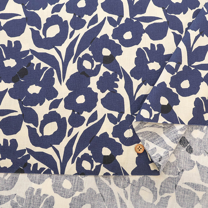 Made in Korea Cotton Twill Printed Fabric - MAISON bornne BY BENEBENE - Silhouette Flower - nomura tailor