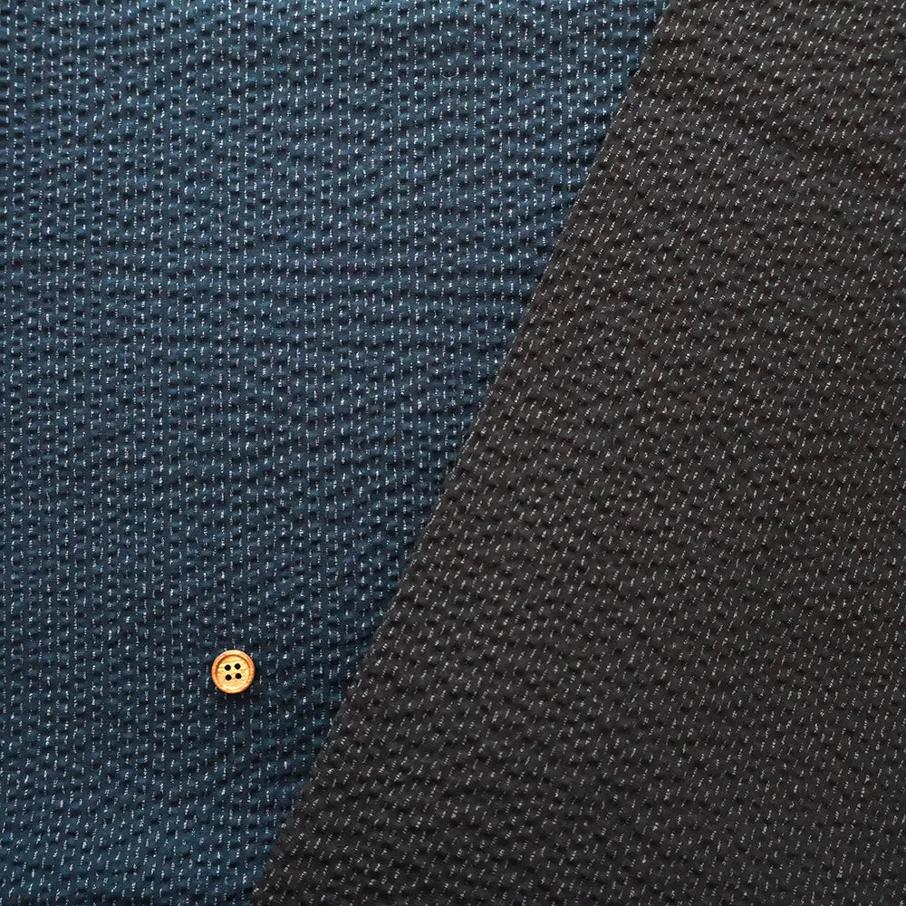 Cotton Ripple Printed Fabric - Sashiko-style Hitomezashi - nomura tailor