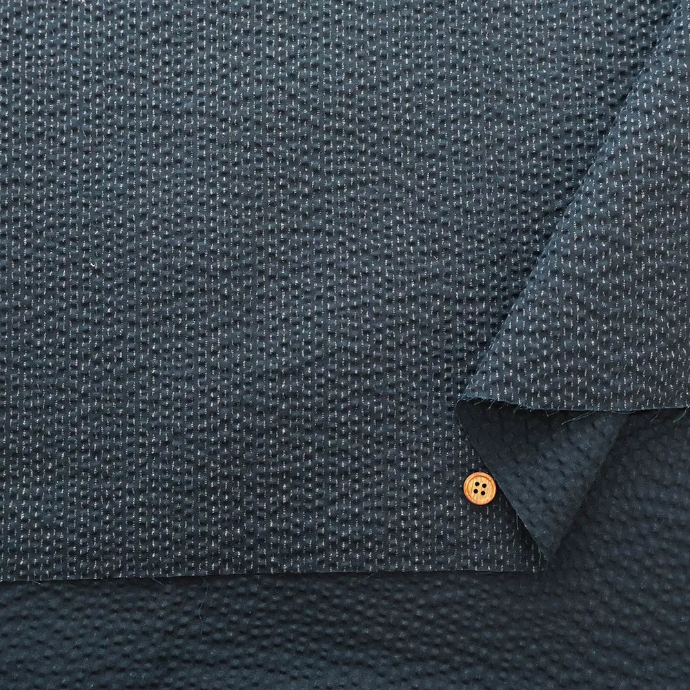 Cotton Ripple Printed Fabric - Sashiko-style Hitomezashi - nomura tailor