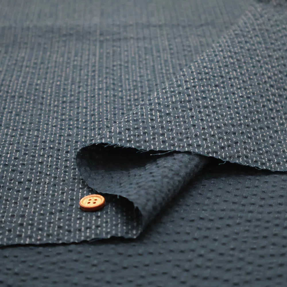 Cotton Ripple Printed Fabric - Sashiko-style Hitomezashi - nomura tailor