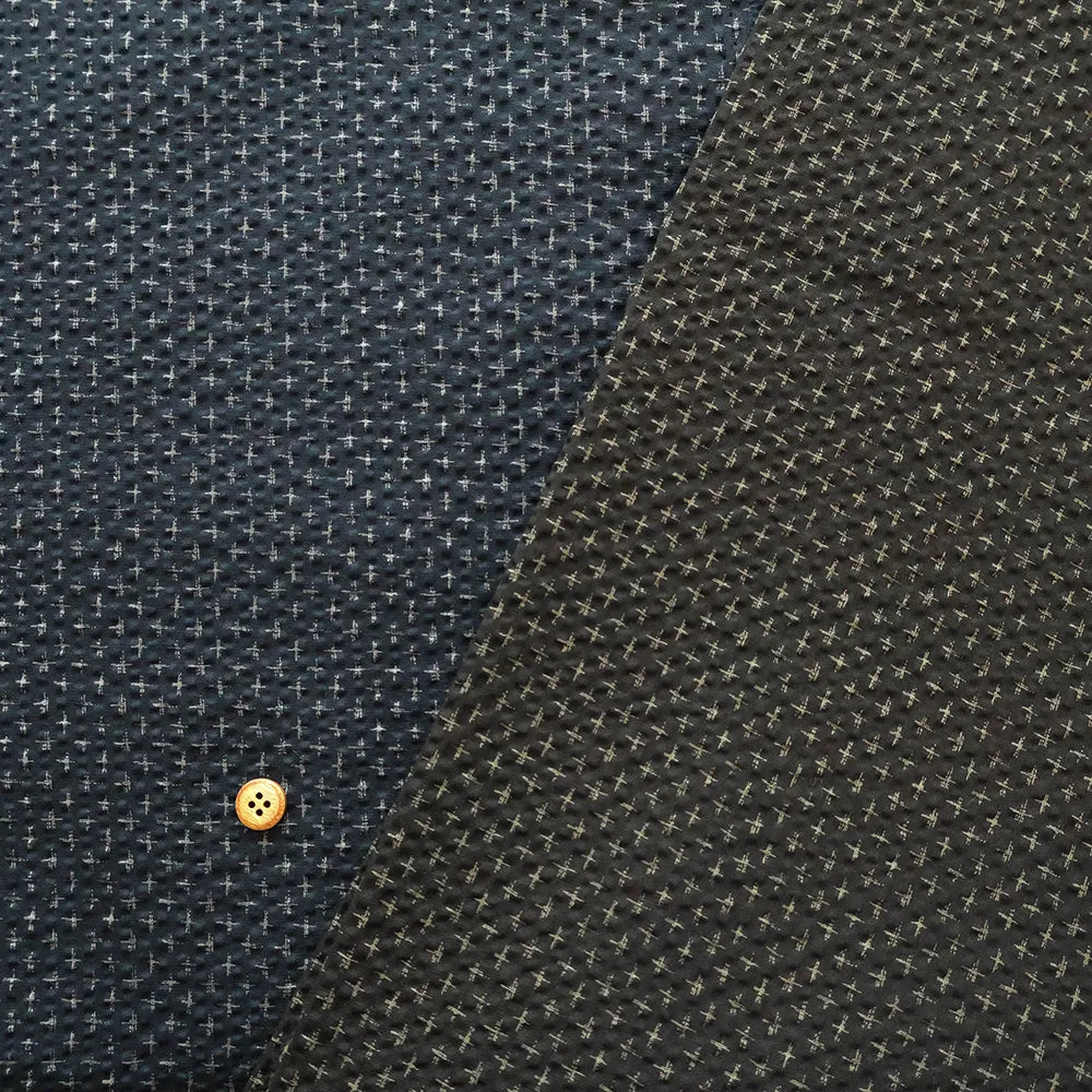 Cotton Ripple Printed Fabric - Sashiko-style Cross - nomura tailor