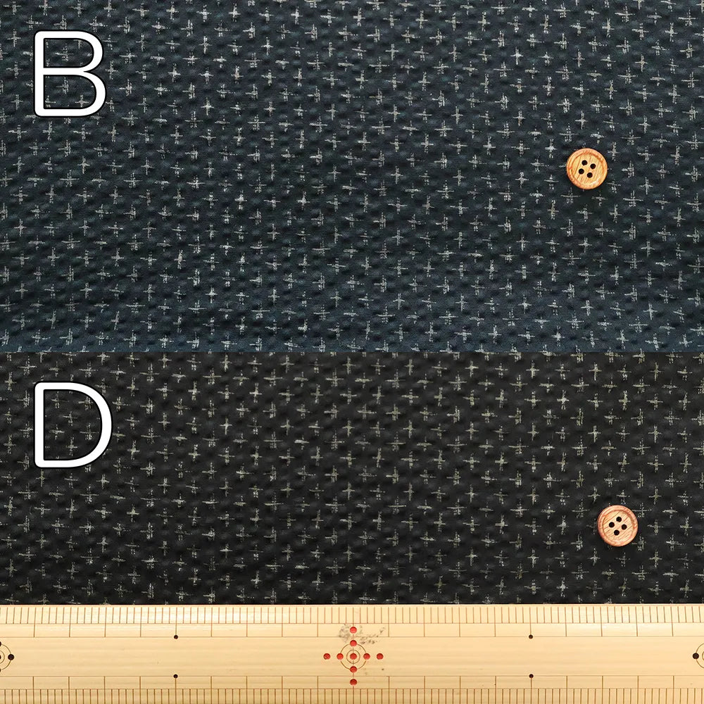 Cotton Ripple Printed Fabric - Sashiko-style Cross - nomura tailor