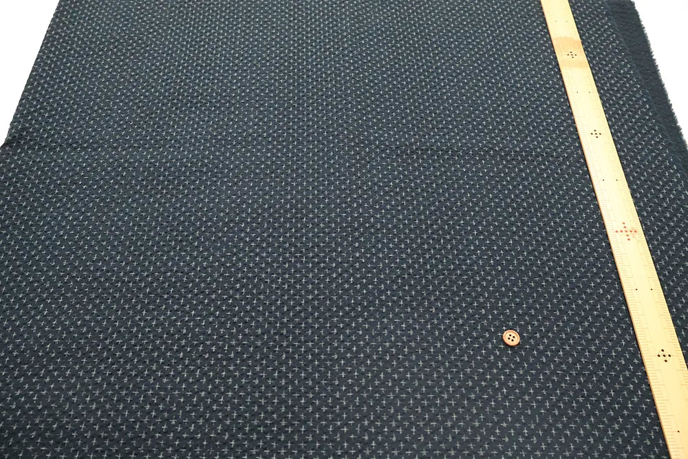 Cotton Ripple Printed Fabric - Sashiko-style Cross - nomura tailor