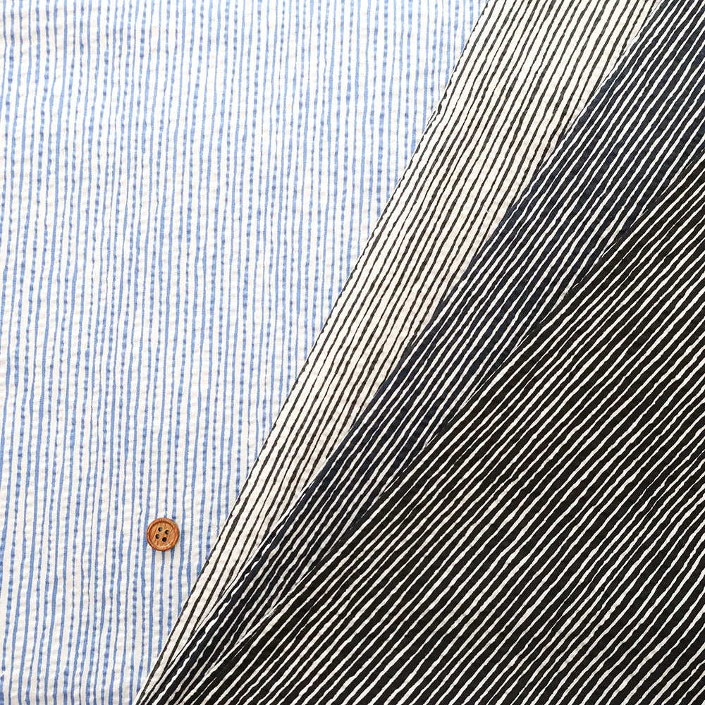 Cotton Ripple Printed Fabric - Wavy Stripe - nomura tailor