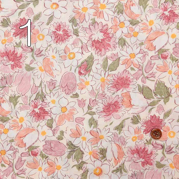 Cotton sketch optic fabric sketch flower - nomura tailor