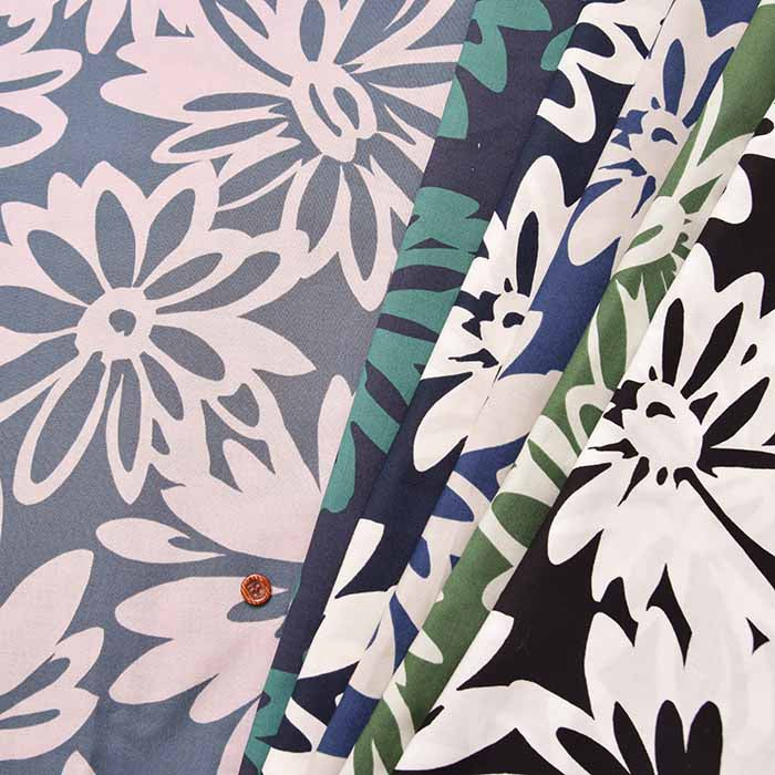 Cotton Scare Printed Fabric Bicolor Chic Flower - nomura tailor