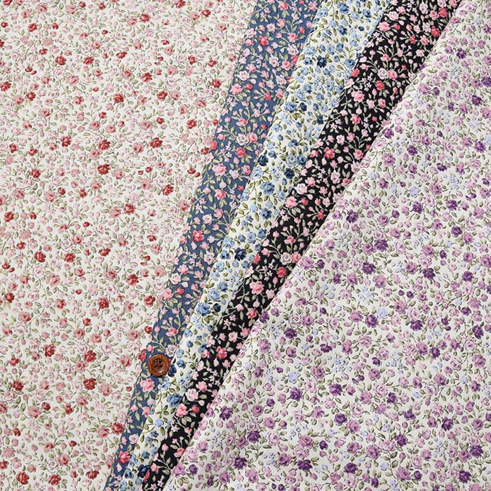 Cotton Square Flower Print Fabric Rose - nomura tailor