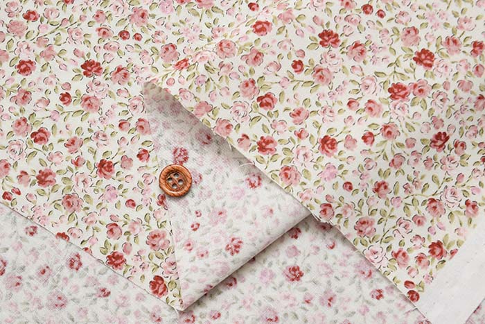 Cotton Square Flower Print Fabric Rose - nomura tailor