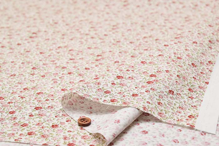 Cotton Square Flower Print Fabric Rose - nomura tailor