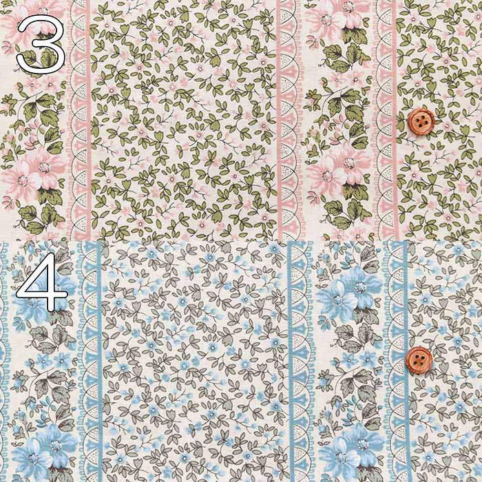 Cotton Scare Printed Fabric Flower Stripe - nomura tailor