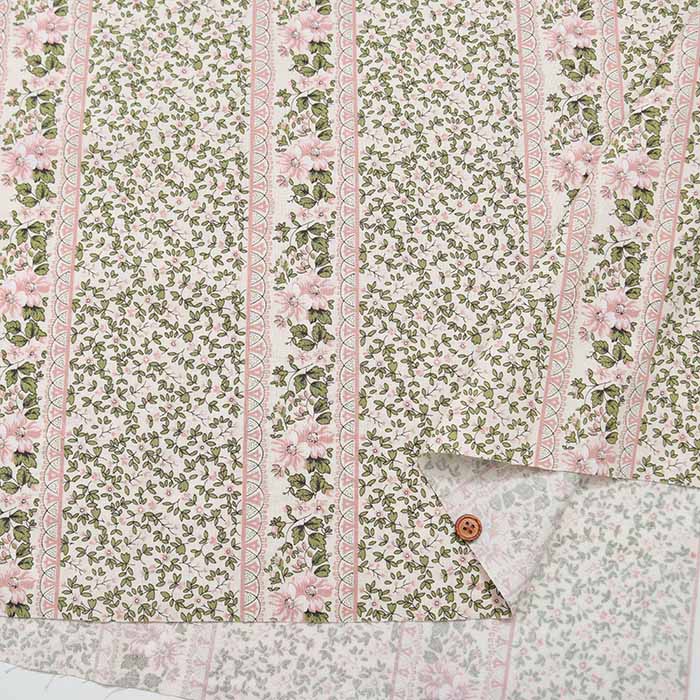 Cotton Scare Printed Fabric Flower Stripe - nomura tailor