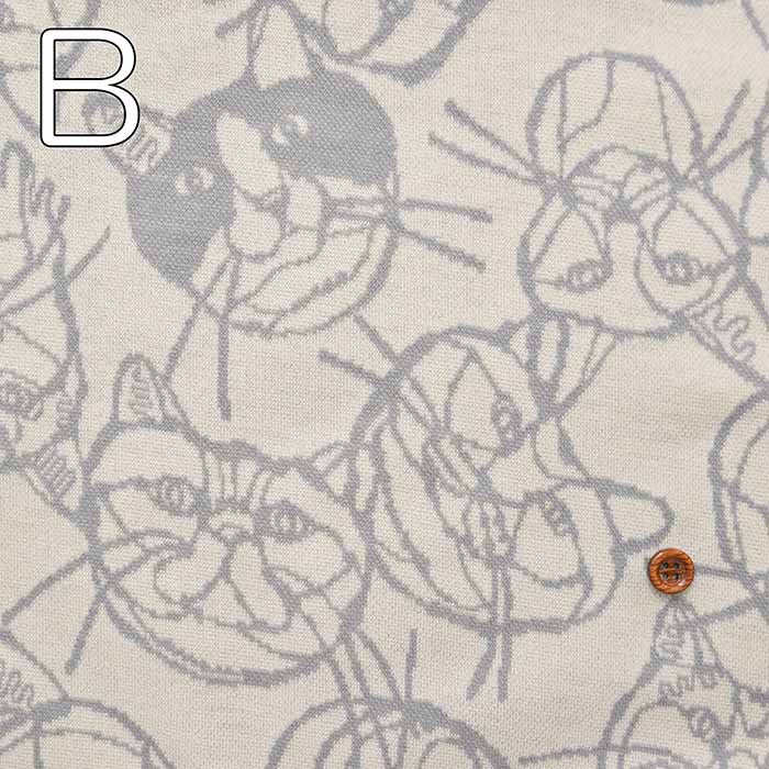 Cotton knit Jacquard fabric+hayu fabric cat pattern - nomura tailor