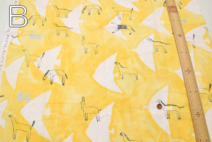 Cotton Double Gauze Print Fabric Paper Message Horse and Tori - nomura tailor