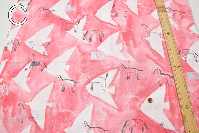 Cotton Double Gauze Print Fabric Paper Message Horse and Tori - nomura tailor