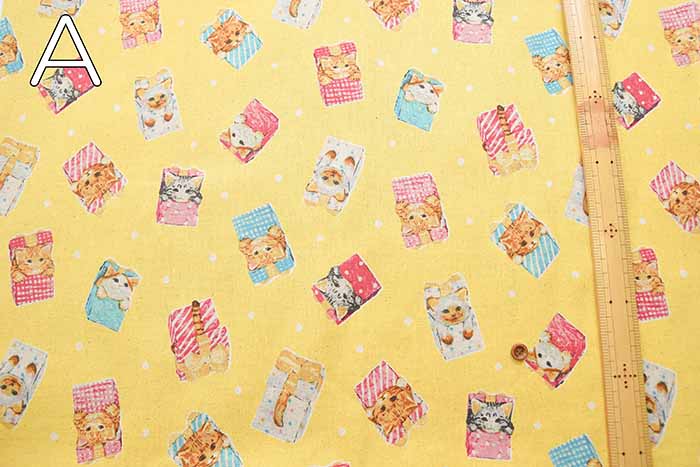 C/L canvas print fabric Nekono Textile "Hello from Present" - nomura tailor