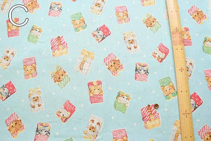 C/L canvas print fabric Nekono Textile "Hello from Present" - nomura tailor